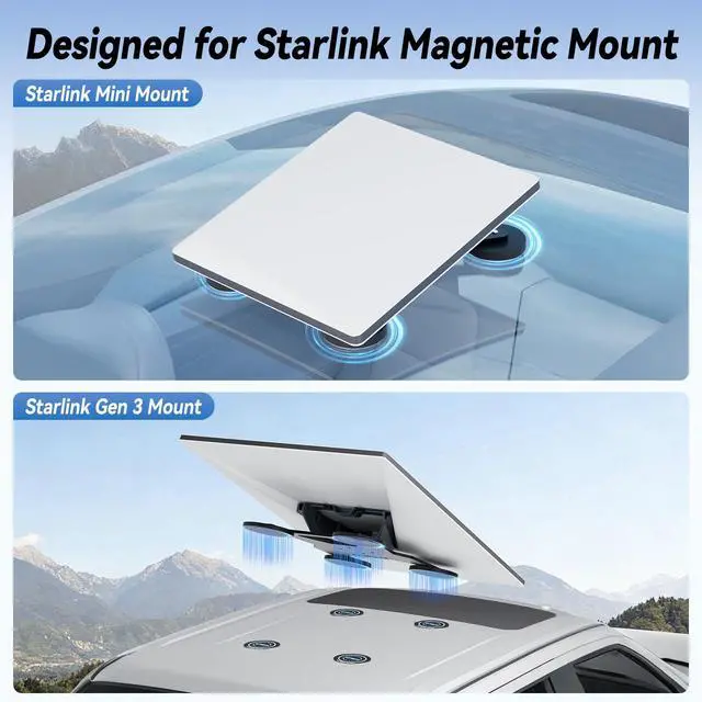 Alt view image 3 of 7 - 4PCS Starlink Mini/Gen 3 Magnetic Mount Plates, Adhesive Metal Plate Magnetic Pads for Satellite Dish Magnetic Car Mount, Starlink Mounting Accessory for Car Truck SUV Aluminum/Glass Cab Roof