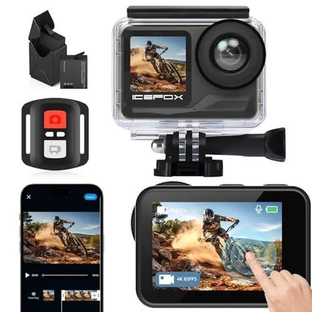 Alt view image 2 of 7 - Action Camera 4K 60FPS 20MP with 2X 2150mAh Batteries, Underwater Camera with 5X Zoom, EIS, Powered by Snappro App,Support Video&Photo Editing,Waterproof, WiFi Remote Control