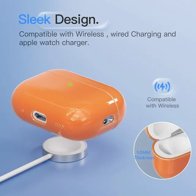 Alt view image 5 of 6 - Case for AirPods Pro 3 Never-Sretch-Out Shock-Proof Protective Semi Hard Silicone Case Compatible with Apple Airpods Pro 3rd Generation (Orange)