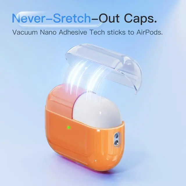 Alt view image 3 of 6 - Case for AirPods Pro 3 Never-Sretch-Out Shock-Proof Protective Semi Hard Silicone Case Compatible with Apple Airpods Pro 3rd Generation (Orange)