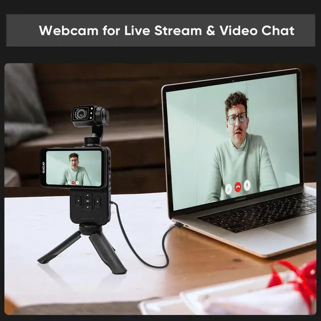 Alt view image 7 of 7 - M5 Handheld Camera 5K, 3-Axis Stabilisation Video Camcorder | IR Night Vision | WiFi Vlogging Camera with 120° Wide Angle | Face Tracking, 64G Card, Remote Control, Bracket