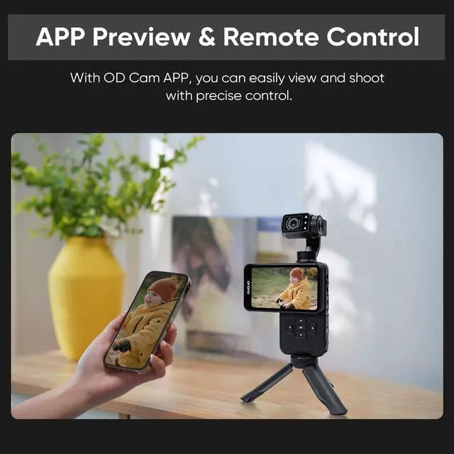 Alt view image 6 of 7 - M5 Handheld Camera 5K, 3-Axis Stabilisation Video Camcorder | IR Night Vision | WiFi Vlogging Camera with 120° Wide Angle | Face Tracking, 64G Card, Remote Control, Bracket