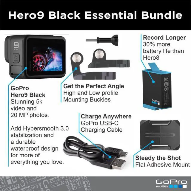 Alt view image 2 of 7 - HERO9 Black - E-Commerce Packaging - Waterproof Action Camera with Front LCD and Touch Rear Screens, 5K Ultra HD Video, 20MP Photos, 1080p Live Streaming, Webcam, Stabilization