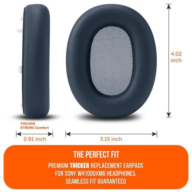 Alt view image 5 of 7 - PadZ XM6 XL Extra Large Replacement Ear Pads Compatible with Sony WH-1000XM6 by Wicked Cushions | Bigger Ear Opening, Enhanced Comfort & Sound Isolation | Midnight Blue