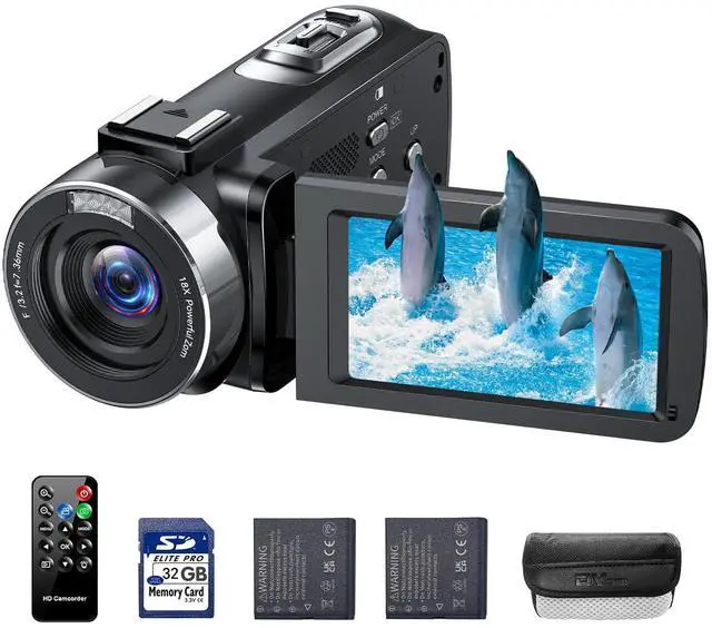 Main image of 4K Video Camera Camcorder 42MP Vlogging Camera for YouTube with 3 270° Rotation Screen, 18X Digital Zoom Cam Corder, 2 Rechargeable Batteries, 32GB SD Card & Remote Control