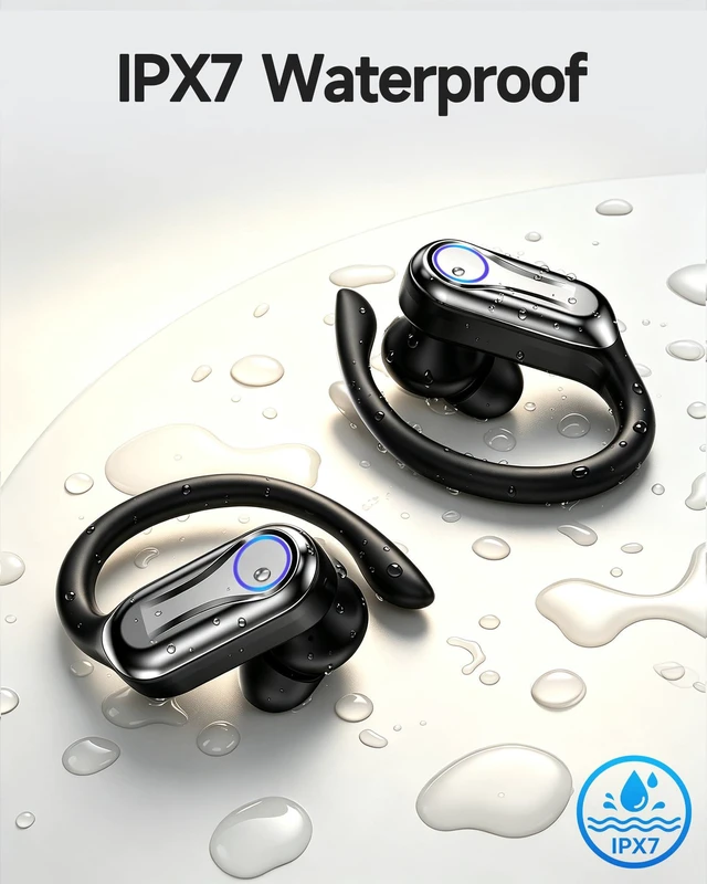 Alt view image 6 of 7 - Wireless Earbuds, Bluetooth Headphones 6.1, 90H Playtime Ear Buds with Hooks for Sports, Dual LED Display Earphones IPX7 Waterproof for Gym/Runing/Workout