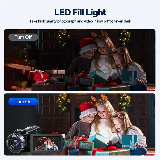 Alt view image 5 of 6 - 4K Video Camera Camcorder 42MP Vlogging Camera for YouTube with 3 270° Rotation Screen, 18X Digital Zoom Cam Corder, 2 Rechargeable Batteries, 32GB SD Card & Remote Control
