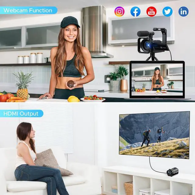 Alt view image 6 of 7 - 5K Video Camera Camcorder, 56MP Dual Lens Vlogging Camera for YouTube, Cam Corder with 3" 270° Flip Touch Screen,16X Zoom, Night Vision, WiFi, Remote, 64GB SD Card, 2 Batteries, Tripod, Webcam