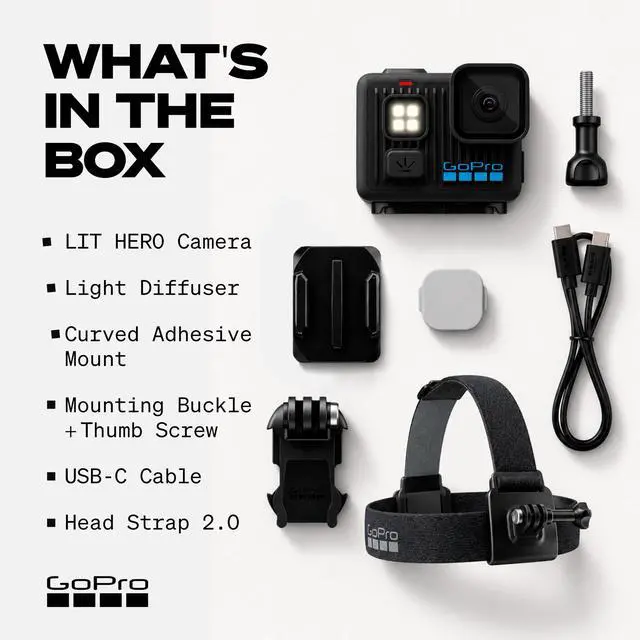 Alt view image 2 of 7 - LIT Hero Bundle Head Strap 2.0 - Lightweight, 4K, Waterproof Action Camera with Touchscreen Edit Quik App