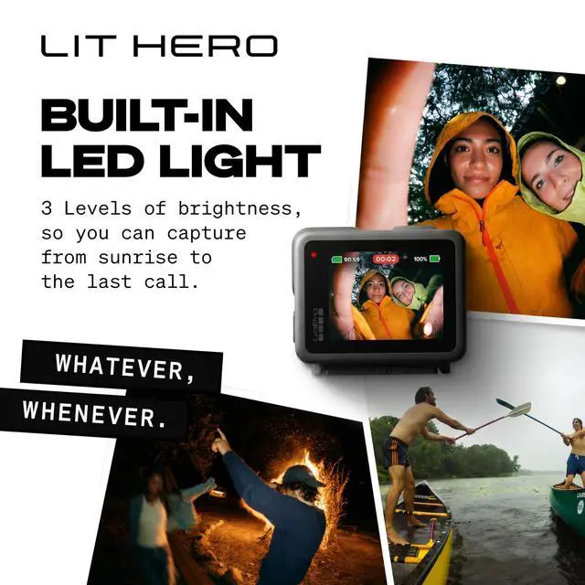 Alt view image 3 of 7 - LIT Hero Bundle Head Strap 2.0 - Lightweight, 4K, Waterproof Action Camera with Touchscreen Edit Quik App