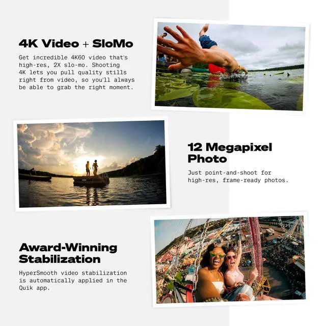 Alt view image 4 of 7 - LIT Hero Bundle Head Strap 2.0 - Lightweight, 4K, Waterproof Action Camera with Touchscreen Edit Quik App