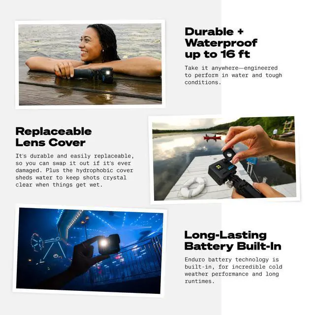 Alt view image 6 of 7 - LIT Hero Bundle Head Strap 2.0 - Lightweight, 4K, Waterproof Action Camera with Touchscreen Edit Quik App