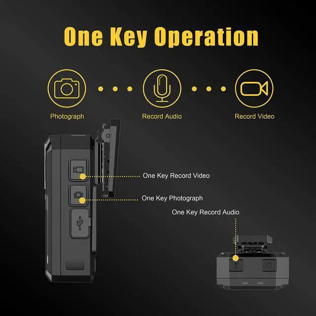 Alt view image 6 of 7 - P100 2K Police Body Camera 64GB Body Cam 12 Hours Continuous Recording USB-C Infrared Night Vision Waterproof Shockproof Lightweight Data-encrypt for Law Enforcement Record