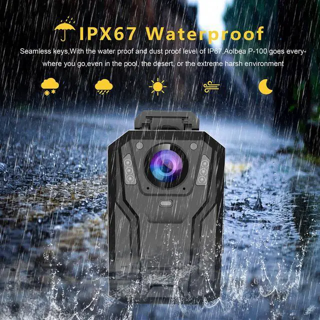 Alt view image 7 of 7 - P100 2K Police Body Camera 64GB Body Cam 12 Hours Continuous Recording USB-C Infrared Night Vision Waterproof Shockproof Lightweight Data-encrypt for Law Enforcement Record