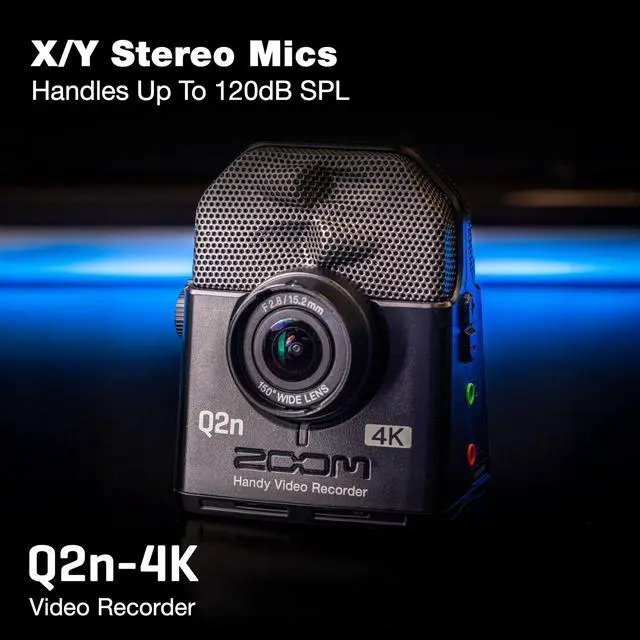 Alt view image 3 of 7 - Q2n-4K Video Recorder for Musicians, Streamers & Filmmakers | Stereo Microphones, Webcam Mode