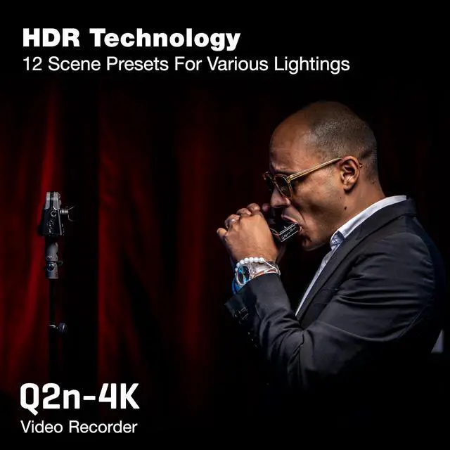 Alt view image 4 of 7 - Q2n-4K Video Recorder for Musicians, Streamers & Filmmakers | Stereo Microphones, Webcam Mode