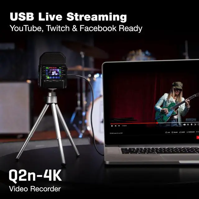 Alt view image 6 of 7 - Q2n-4K Video Recorder for Musicians, Streamers & Filmmakers | Stereo Microphones, Webcam Mode