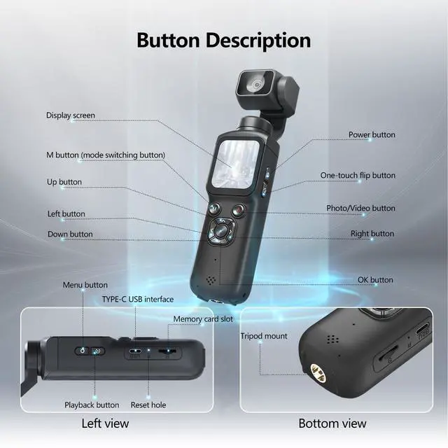 Alt view image 7 of 7 - 4K Vlogging Camera for YouTube, 75MP Pocket Camera with 330° Rotating Lens | PDAF Autofocus, Face Tracking, 1.72" Touch Screen, Tripod, 16GB Card, Handheld Video Camera for Daily Recording