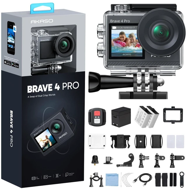 Main image of Brave 4 Pro 4K30FPS Action Camera - 131ft Underwater Camcorder Waterproof Camera with Touch Screen Advanced Electronic Image Stabilization Remote Control 5X Zoom Mini Sport Camera