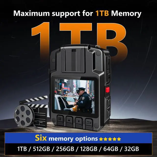 Alt view image 5 of 7 - V8-256GB 4K Body Camera with Audio and Video Recording, 2160P Body Worn Camera Two Battery 4400mAh Work 14H, H.265 Video Recorder, Night Vision Police Cam with Charging Dock