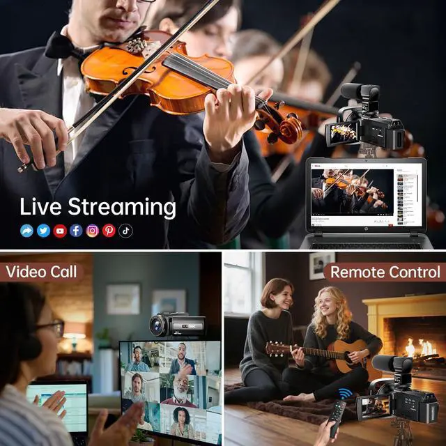Alt view image 6 of 7 - 8K Video Camera 88MP UHD WiFi Vlogging Cameras for YouTube 18X Digital Zoom IR Night Vision 3.0'' Touch Screen Camcorder with Microphone, Lens Hood, Stabilizer, Remote, Two Batteries
