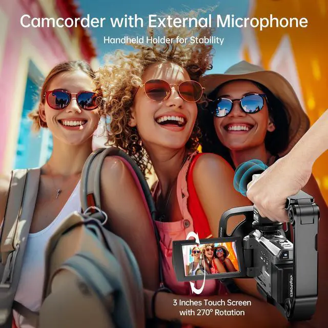 Alt view image 7 of 7 - 8K Video Camera 88MP UHD WiFi Vlogging Cameras for YouTube 18X Digital Zoom IR Night Vision 3.0'' Touch Screen Camcorder with Microphone, Lens Hood, Stabilizer, Remote, Two Batteries