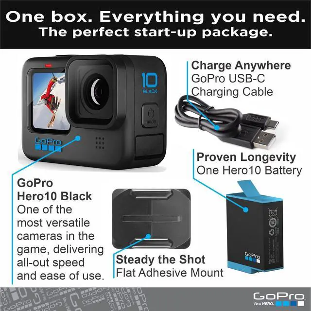Alt view image 2 of 7 - HERO10 Black- E-Commerce Packaging - Waterproof Action Camera with Front LCD & Touch Rear Screens, 5.3K60 Ultra HD Video