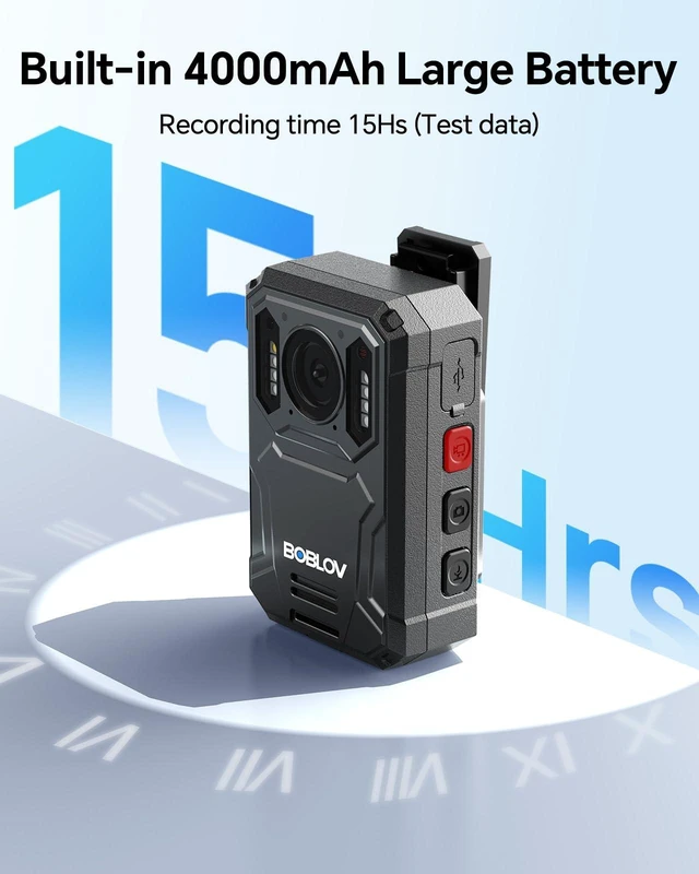 Alt view image 3 of 7 - KJ23Pro 2K 128GB Body Worn Camera with Night Vision, 4000mAh Battery 15 Hours Continuous Recording, with Car Suction for Dashcams, Law Enforcement, Security, Outdoor Work