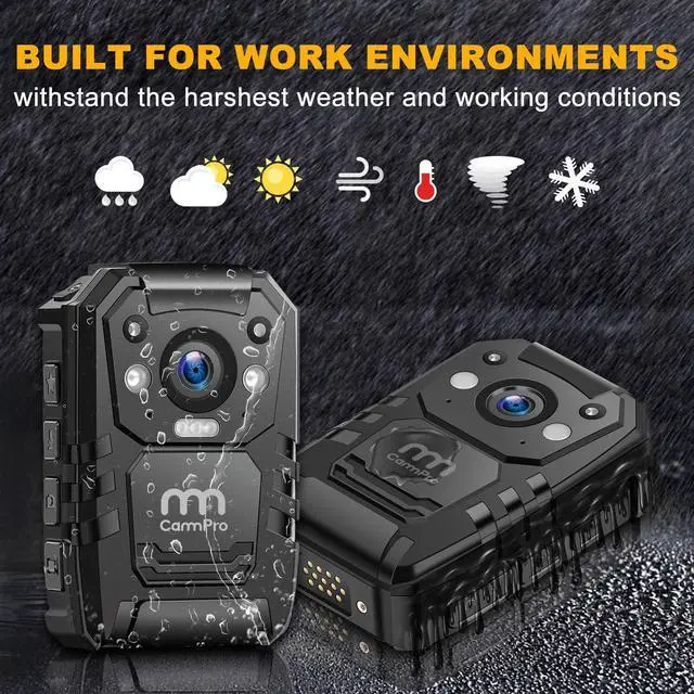 Alt view image 3 of 7 - CammPro I826 1296P HD Police Body Camera,128G Memory,Waterproof Body Worn Camera,Premium Portable Body Camera with Audio Recording Wearable,Night Vision,GPS for Law Enforcement