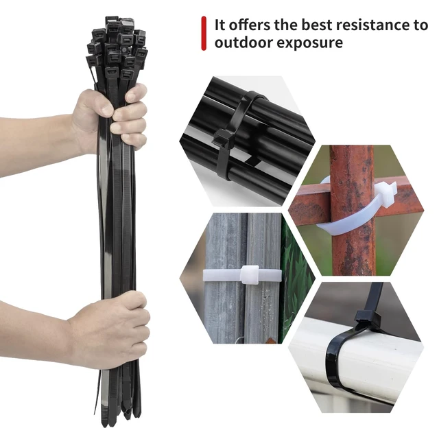 Alt view image 3 of 6 - 26 Inch Black Heavy Duty Zip Ties 120 Pcs Large Cable Ties 300 LBS Ultra Strong Plastic Wire Ties UV Resistant, Extra Long Wire Ties, Big Tie Wraps for Indoor Outdoor Cable Management
