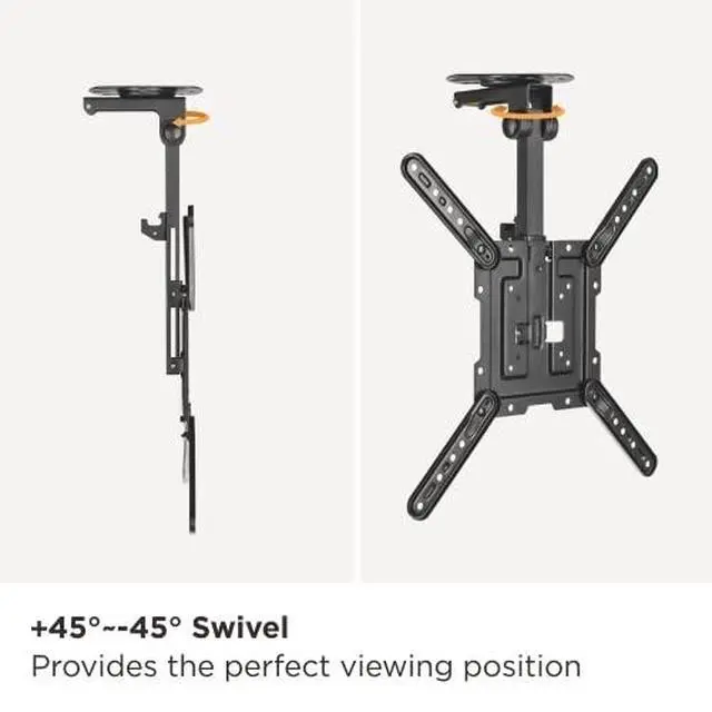 Alt view image 5 of 7 - CM344 Flip Down TV and Monitor Roof Ceiling Swivel Mount | Fits Flat TV 23 to 55 Inches | VESA Compatible 200x200, 400x400 | Height Adjustable | Pitched Roof