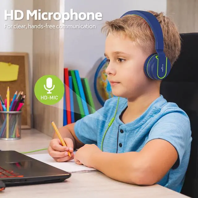 Alt view image 4 of 7 - Kids Headphones Bulk 5-Pack for School Classroom with Mic, 93dB | Volume Limited K-12 On-Ear Durable Headset for Everyday Students Children, 3.5mm Jack for Chromebooks Tablets Laptop Computer