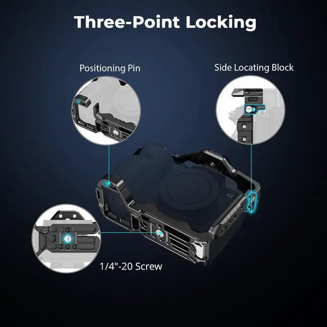 Alt view image 3 of 7 - HawkLock Quick Release Full Cage for Sony Alpha 7R V/Alpha 7 IV/Alpha 7S III/Alpha 1 / Alpha 7R IV/Alpha 7 V, Built-in Quick Release Plate for Arca, Cold Shoes (Upgraded Version)