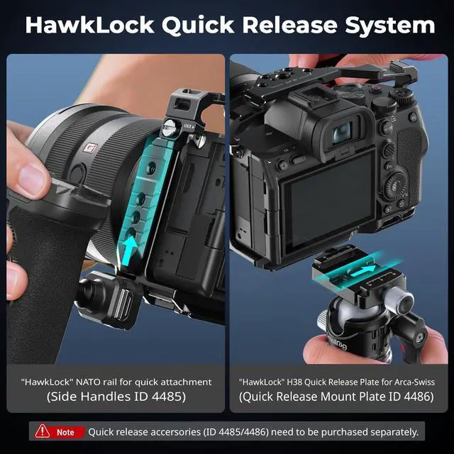 Alt view image 5 of 7 - HawkLock Quick Release Full Cage for Sony Alpha 7R V/Alpha 7 IV/Alpha 7S III/Alpha 1 / Alpha 7R IV/Alpha 7 V, Built-in Quick Release Plate for Arca, Cold Shoes (Upgraded Version)