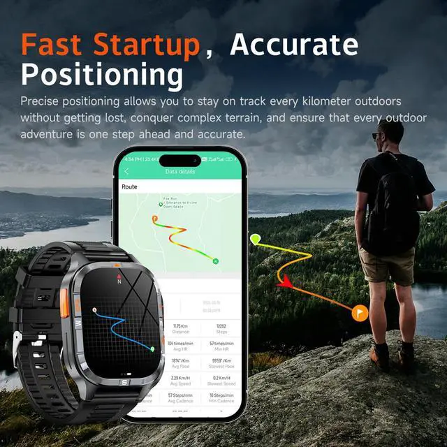 Alt view image 2 of 7 - Military Smart Watches for Men with GPS/Compass/Altitude/Flashlight,2.01" HD Screen,Voice Assistant,Answer/Make Calls,Smart watch for Android iOS,Heart Rate Sleep Monitor,Smartwatch 120+ Sport Modes