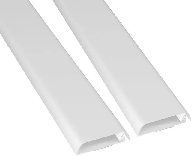 Main image of TV Wall Mount Cord Hider, Hide Mounted TV Cables, Wire Covers, Self Adhesive Cover for Cords, Paintable, Low Profile, Seamless Cable Raceway - 2X 2.36in W x 0.59in H x 15.7in L - White