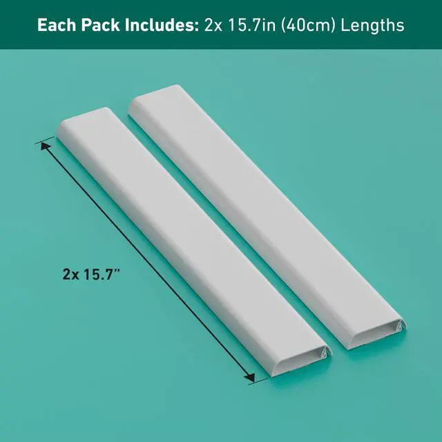 Alt view image 4 of 7 - TV Wall Mount Cord Hider, Hide Mounted TV Cables, Wire Covers, Self Adhesive Cover for Cords, Paintable, Low Profile, Seamless Cable Raceway - 2X 2.36in W x 0.59in H x 15.7in L - White