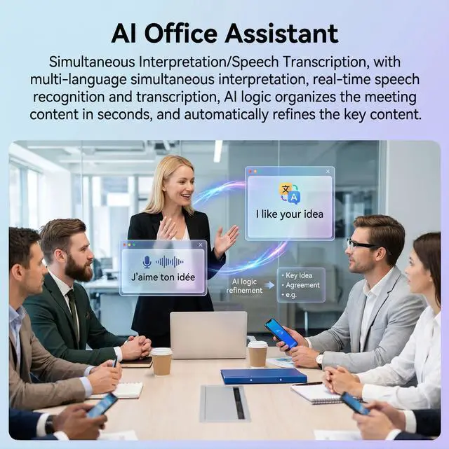 Alt view image 5 of 7 - AI Smart Camera Glasses, 1080P HD POV Video Recording and Translator, Object Recognition, Bluetooth Audio for Music Calls, 290mAh Battery, Photochromic Lenses for Vlog, Travel and Work
