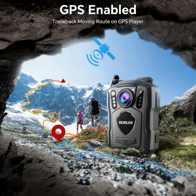 Alt view image 6 of 7 - M5 2K GPS Body Camera, 4200mAh for 12 Hours, IP67 Waterproof, 256GB | Police Body Cam, audio/video capture, night vision, 2M anti-drop and use for law enforcement, driving and security