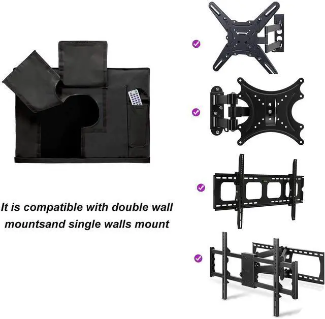 Alt view image 3 of 7 - Outdoor TV Cover 55" - 58" - with Bottom Cover - 600D Waterproof TV Covers and Weatherproof Dust-Proof Material,Protect Your LED, LCD, Plasma TV Screens
