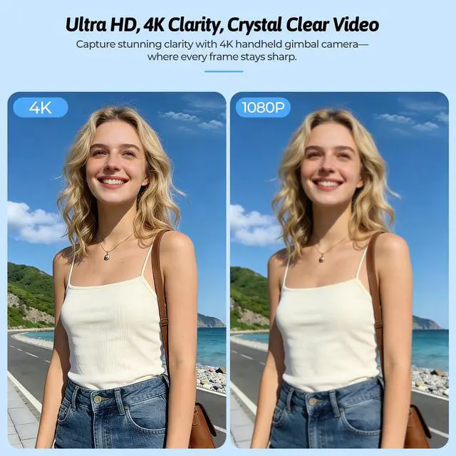 Alt view image 2 of 7 - 4K Vlogging Camera with 330° Gimbal Lens & 75MP Photo, WiFi Pocket Camera | Compact Vlog Camera for Beginners, 330 Degree Rotating Lens, Content Creator Kit with Tripod & 16GB Card