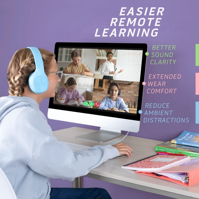 Alt view image 7 of 7 - Kids Headphones for School Bulk Set 5-Pack On-Ear, 3.5mm, Wired Headphones for Schools & Libraries Adjustable, Cushioned Wired Kids, (Mixed Colors)