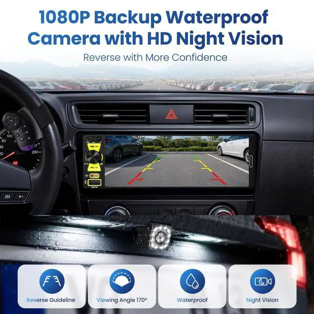 Alt view image 5 of 7 - 6.5" Single Din Radio Car Stereo with Apple CarPlay & Android Auto | InCell Touchscreen Car Radio,Bluetooth 6.0,Type-C Fast Charging,1080P Backup Camera,GPS,AM&FM,Voice Control,Mirror Link,EQ