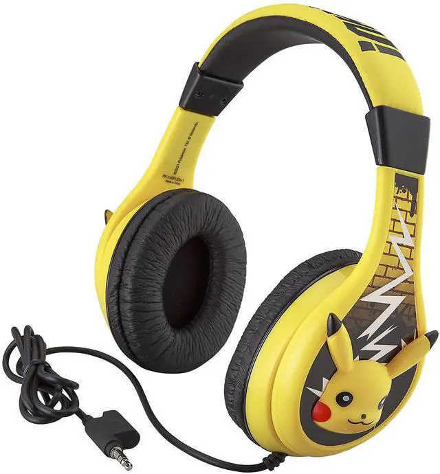 Main image of Pokemon Pikachu Wired Kids Headphones, Adjustable, Stereo Sound, 3.5Mm Jack, Tangle-Free, Volume Control, Children's Headband On Ear for School Home, Travel