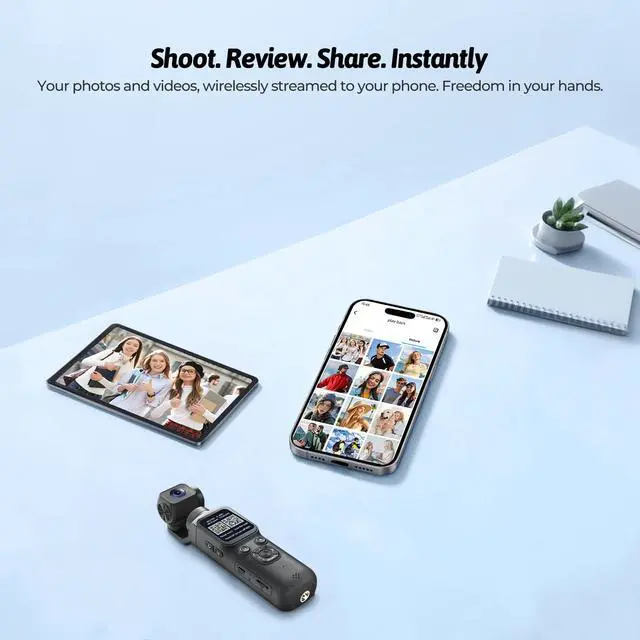 Alt view image 5 of 7 - 4K Vlogging Camera with 330° Gimbal Lens & 75MP Photo, WiFi Pocket Camera | Compact Vlog Camera for Beginners, 330 Degree Rotating Lens, Content Creator Kit with Tripod & 16GB Card