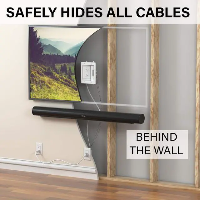 Alt view image 3 of 7 - Ultimate in-Wall Cable Management Kit for Mounted TV & Soundbar - Includes Soundbar & TV Wire Management - Conceals Power, HDMI, Optical, and Low-Voltage Wires Behind Wall Model: WSIWPSB1