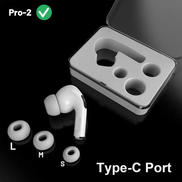 Alt view image 6 of 6 - OEM A3047, A3048, A3049 Single Left Side Earbud Replacement for Pro2nd, Compatible with Original A2968 Charging Case with Type-C Port, Ear Cushion