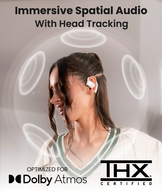 Alt view image 2 of 7 - Cleer ARC 4 Plus Open Ear Earbuds with Dolby Audio,White | True wireless Bluetooth with head tracking, IPX7 waterproof earhook,34H playtime, custom EQ,for sports, running & workout