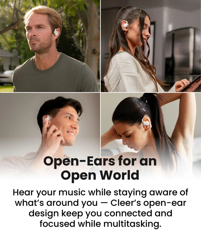 Alt view image 7 of 7 - Cleer ARC 4 Plus Open Ear Earbuds with Dolby Audio,White | True wireless Bluetooth with head tracking, IPX7 waterproof earhook,34H playtime, custom EQ,for sports, running & workout