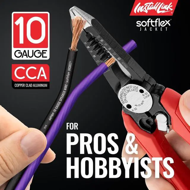 Alt view image 3 of 7 - 10 AWG Gauge Speaker Wire (50 Feet) Car or Home Theater (OFC) | Pure OFC Copper, 10/2 Speaker Cable, 2-Conductor, Frosted Purple/Black, Easy Strip, Polarity ID, for Car Audio & Home Stereo